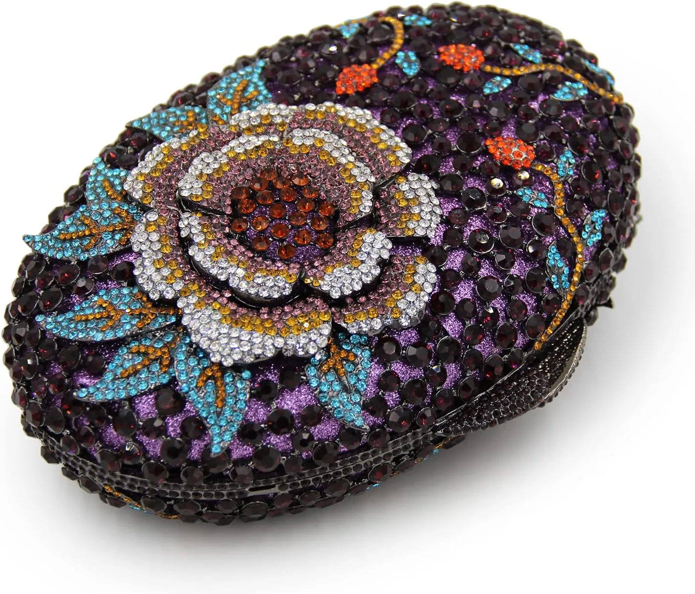 DJBM Starry Rhinestone Clutch Purses Luxurious Flower Brilliant Wedding Prom Handbag with Chain for Women