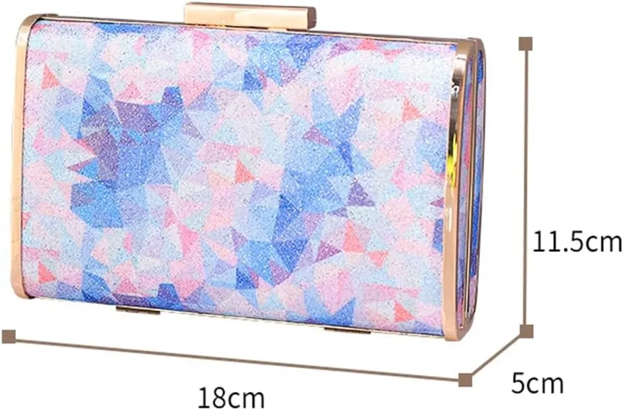 DJBM Women Exquisite Rainbow Evening Bag Chic Shiny PU Leather Clutch Purse for Birthday Nightclub