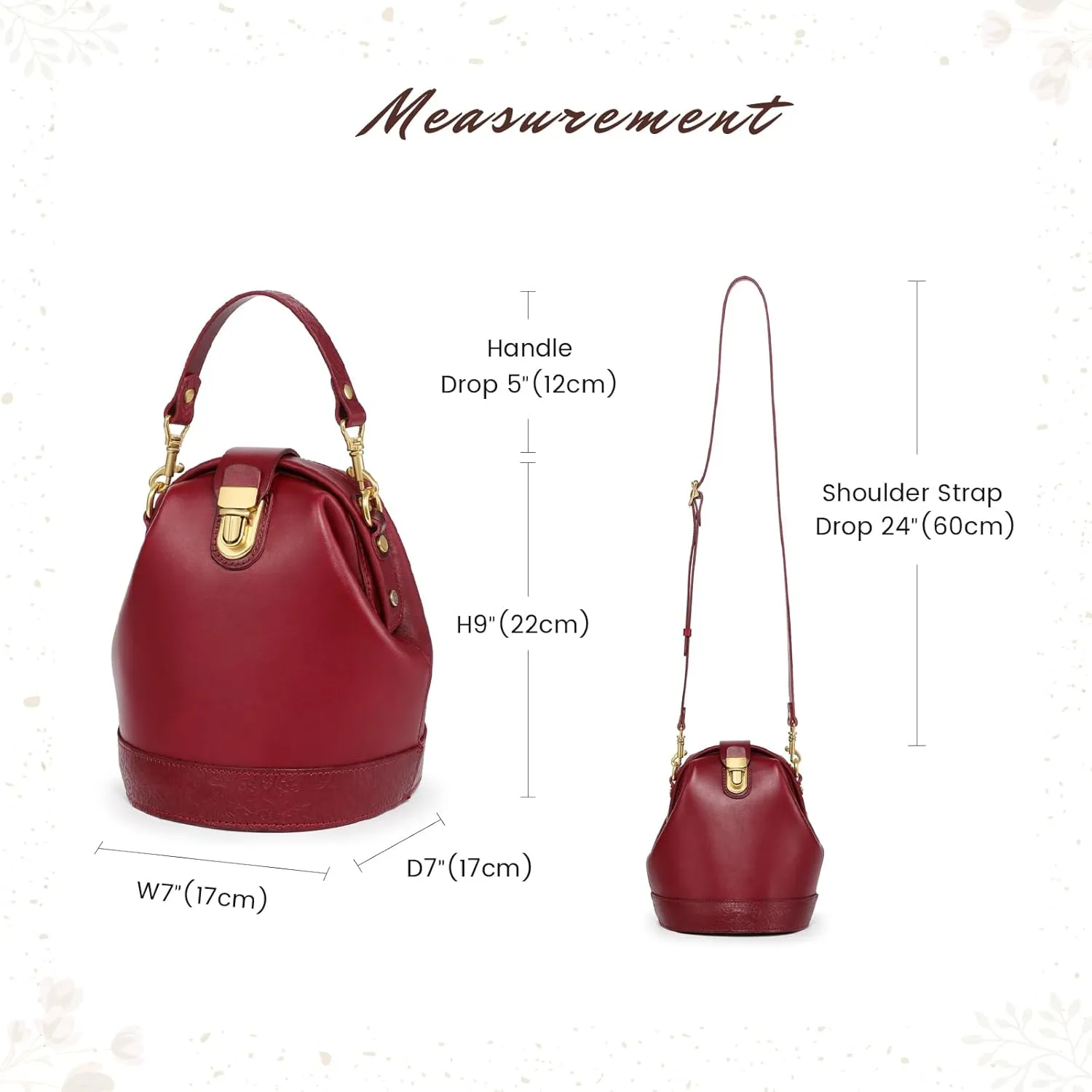 Doctor Bucket Crossbody Handbag | Luxurious and Versatile Bag for Women | Genuine Cowhide Leather