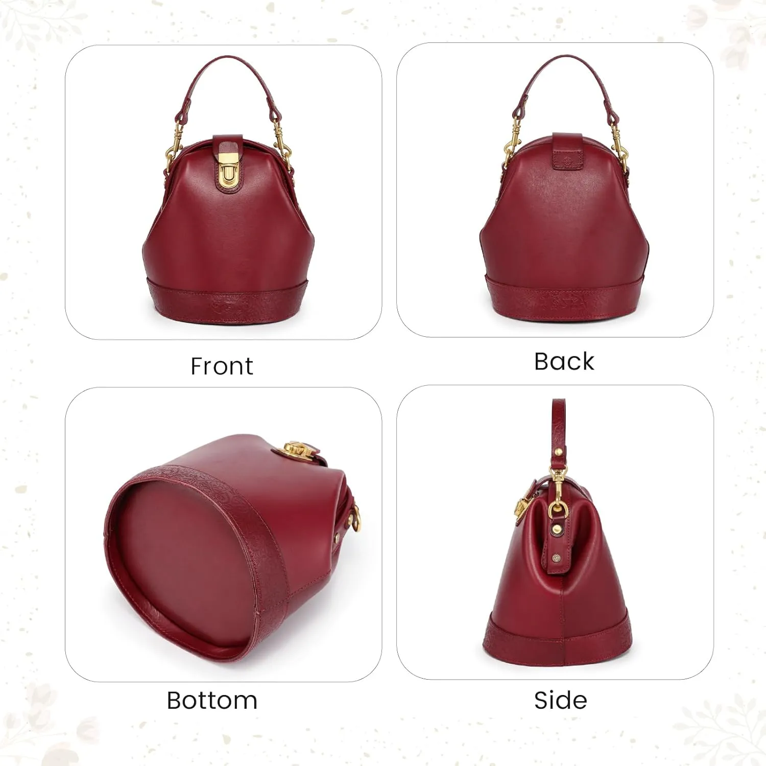 Doctor Bucket Crossbody Handbag | Luxurious and Versatile Bag for Women | Genuine Cowhide Leather
