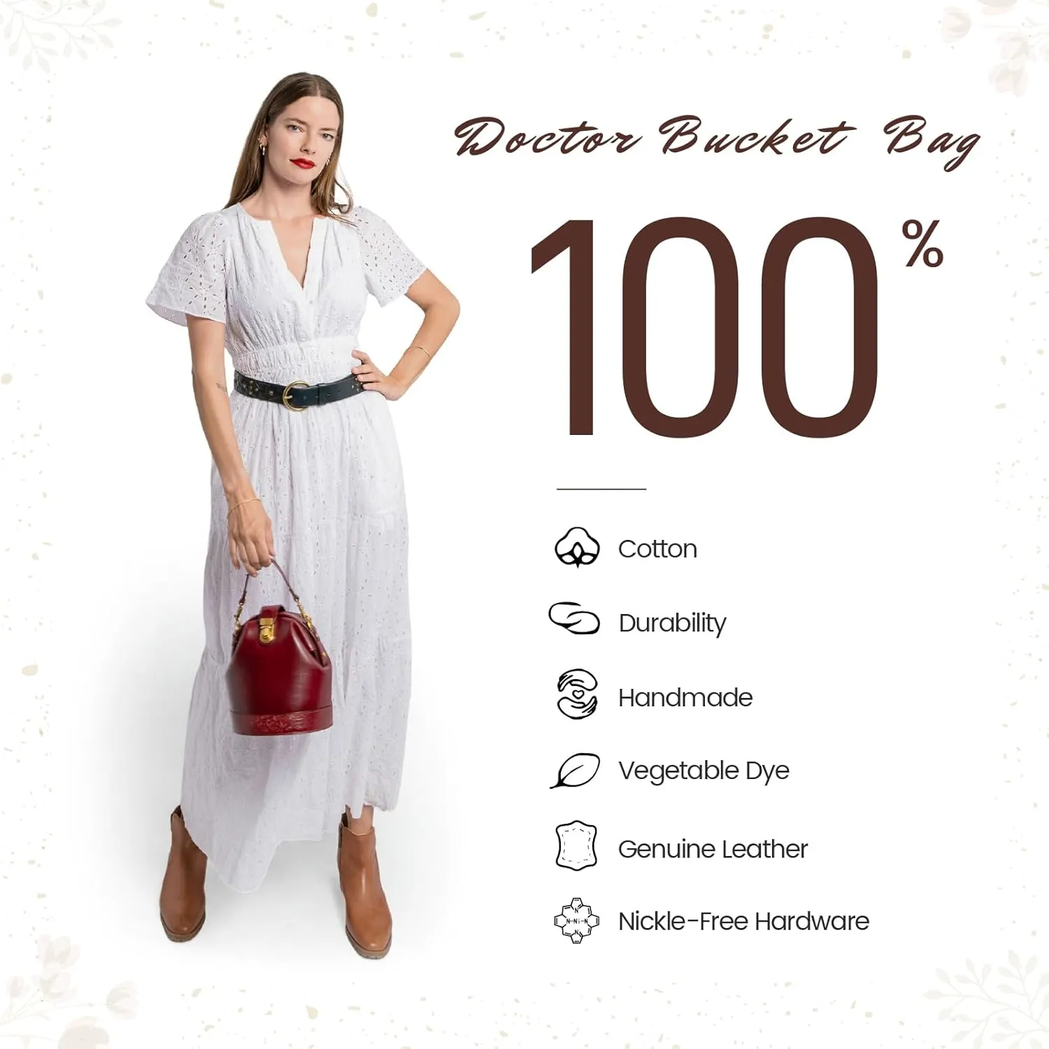Doctor Bucket Crossbody Handbag | Luxurious and Versatile Bag for Women | Genuine Cowhide Leather