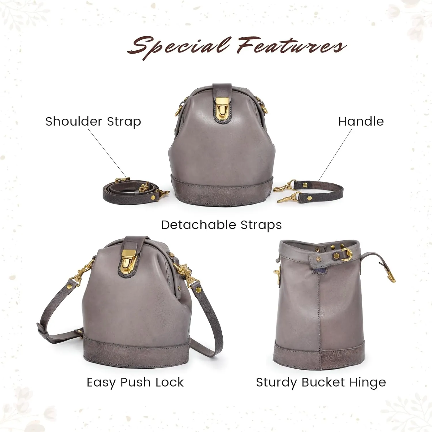 Doctor Bucket Crossbody Handbag | Luxurious and Versatile Bag for Women | Genuine Cowhide Leather