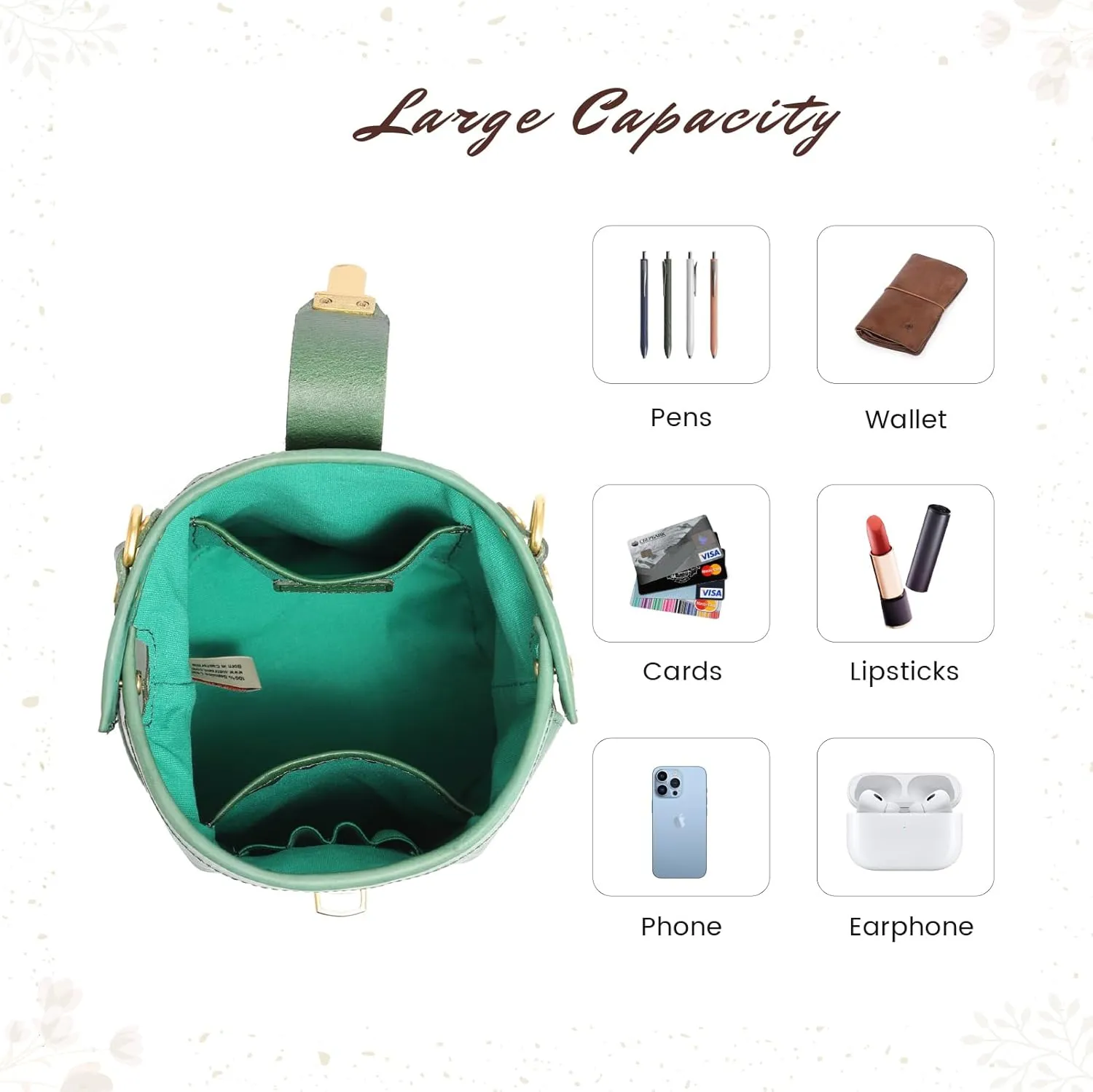 Doctor Bucket Crossbody Handbag | Luxurious and Versatile Bag for Women | Genuine Cowhide Leather