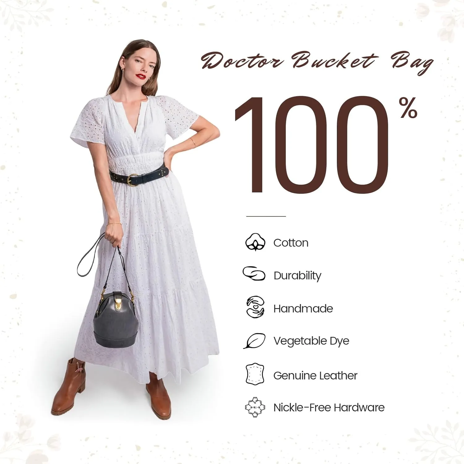 Doctor Bucket Crossbody Handbag | Luxurious and Versatile Bag for Women | Genuine Cowhide Leather