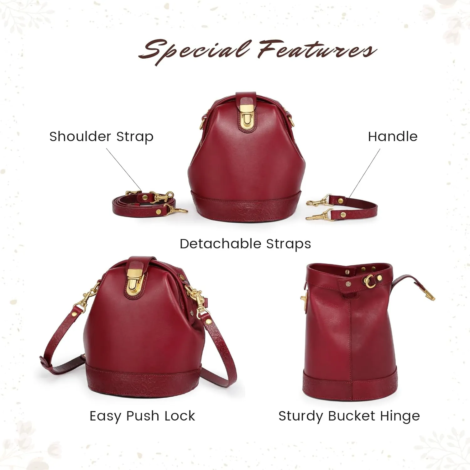 Doctor Bucket Crossbody Handbag | Luxurious and Versatile Bag for Women | Genuine Cowhide Leather