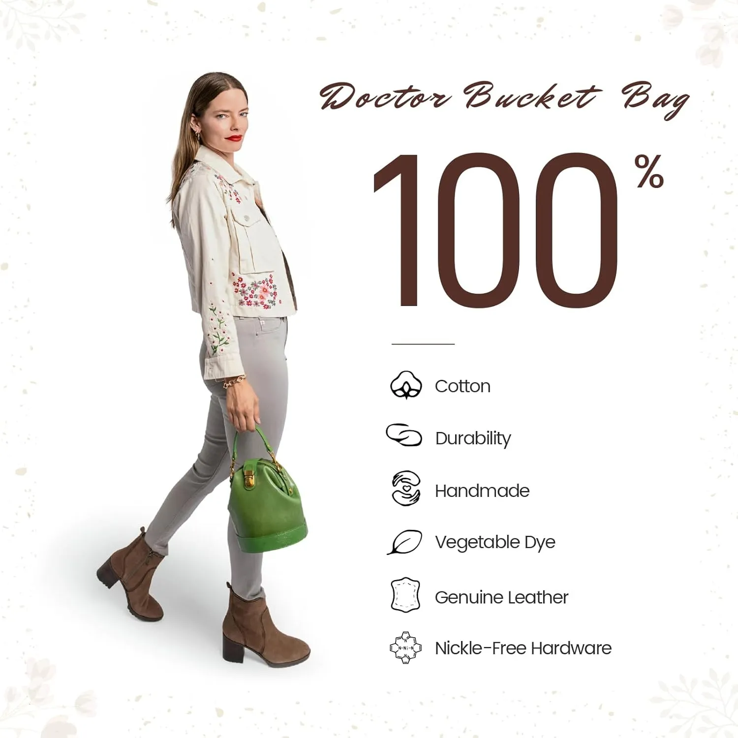 Doctor Bucket Crossbody Handbag | Luxurious and Versatile Bag for Women | Genuine Cowhide Leather