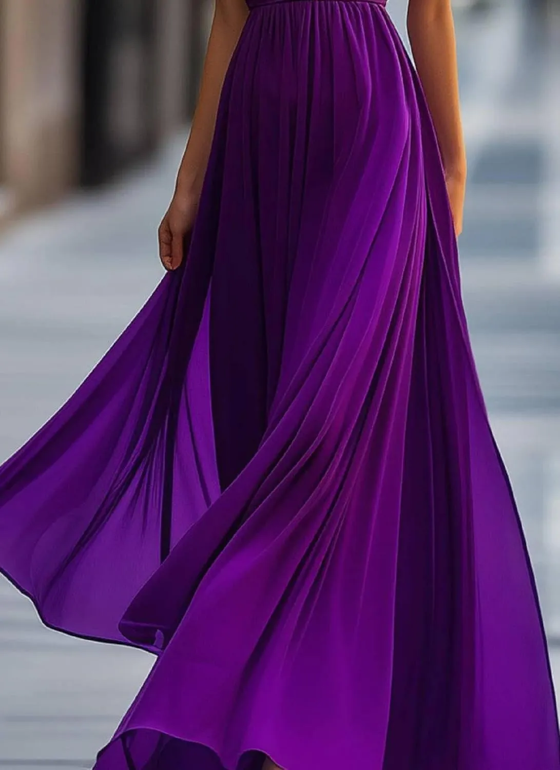 Dresses for Women Summer Chic Plain One Shoulder Sleeveless Chiffon Flowy Maxi Dress Elegant Cocktail Formal Outfits