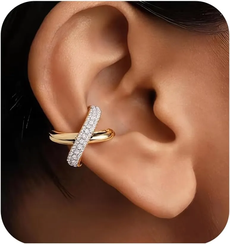 Ear Cuffs & Wraps  Non-Piercing Trendy Earrings for Women, Perfect Teen Girl Gifts - Gold & Silver Ear Crawlers with Snowflake Star Design