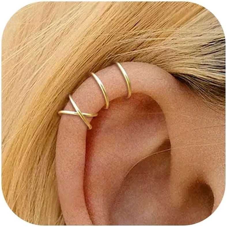 Ear Cuffs Non Piercing Dainty Gold Ear Cuff Earrings for Women Trendy Stuff Gold Earrings Non Pierced Clip on Cartilage Earring Set Stacks Jewelry Gifts