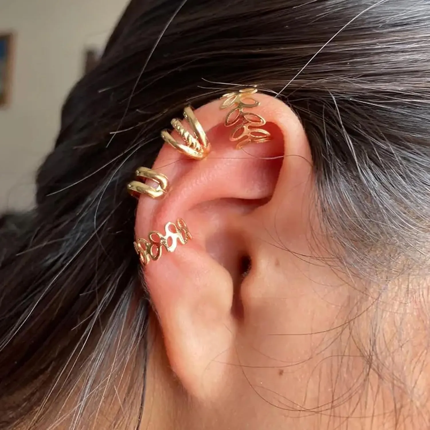 Ear Cuffs Non Piercing Gold Plated Ear Cuff for Non Pierced Ears Clip on Cartilage Earring Fake Earrings Hnadmade Ear Jewelry Gifts