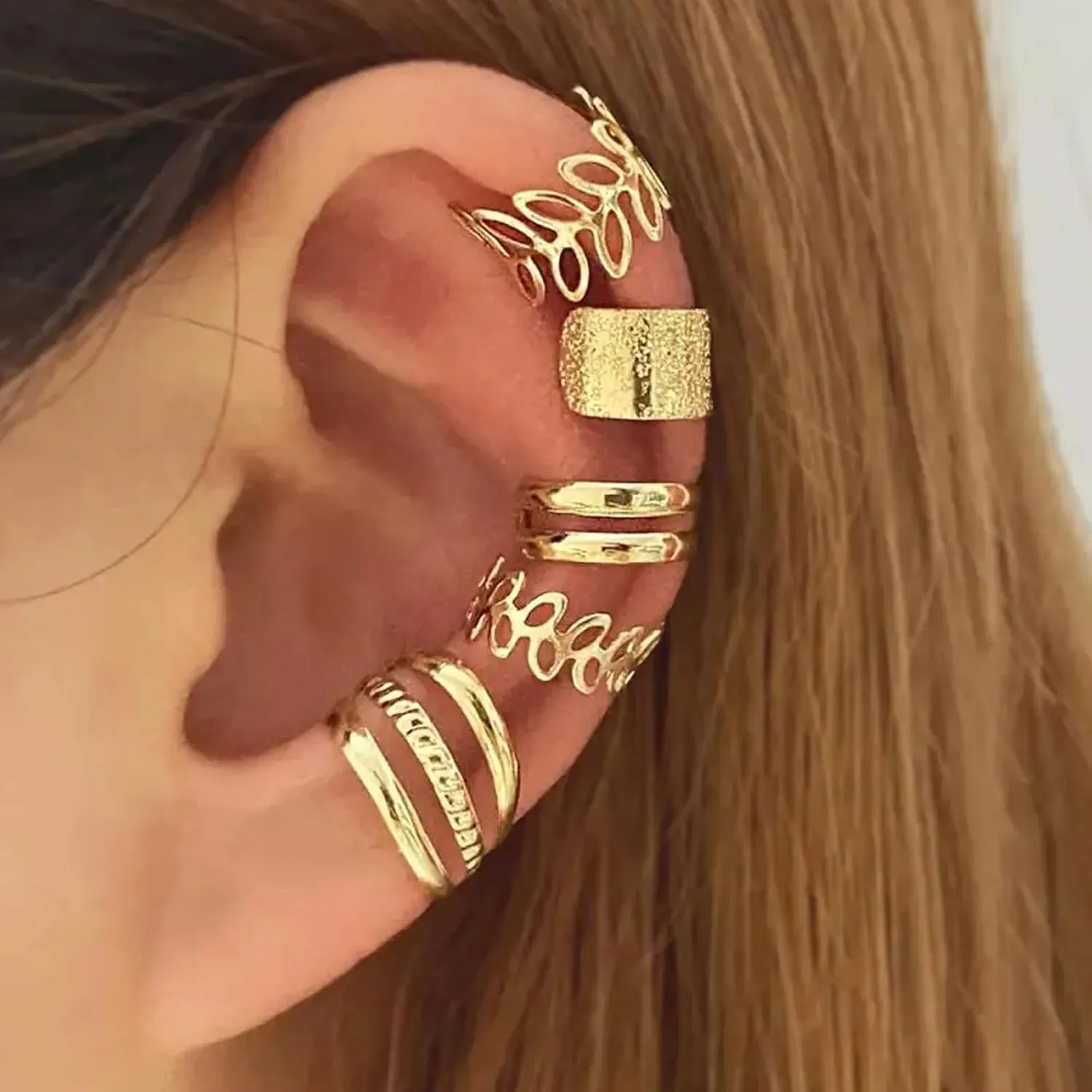 Ear Cuffs Non Piercing Gold Plated Ear Cuff for Non Pierced Ears Clip on Cartilage Earring Fake Earrings Hnadmade Ear Jewelry Gifts