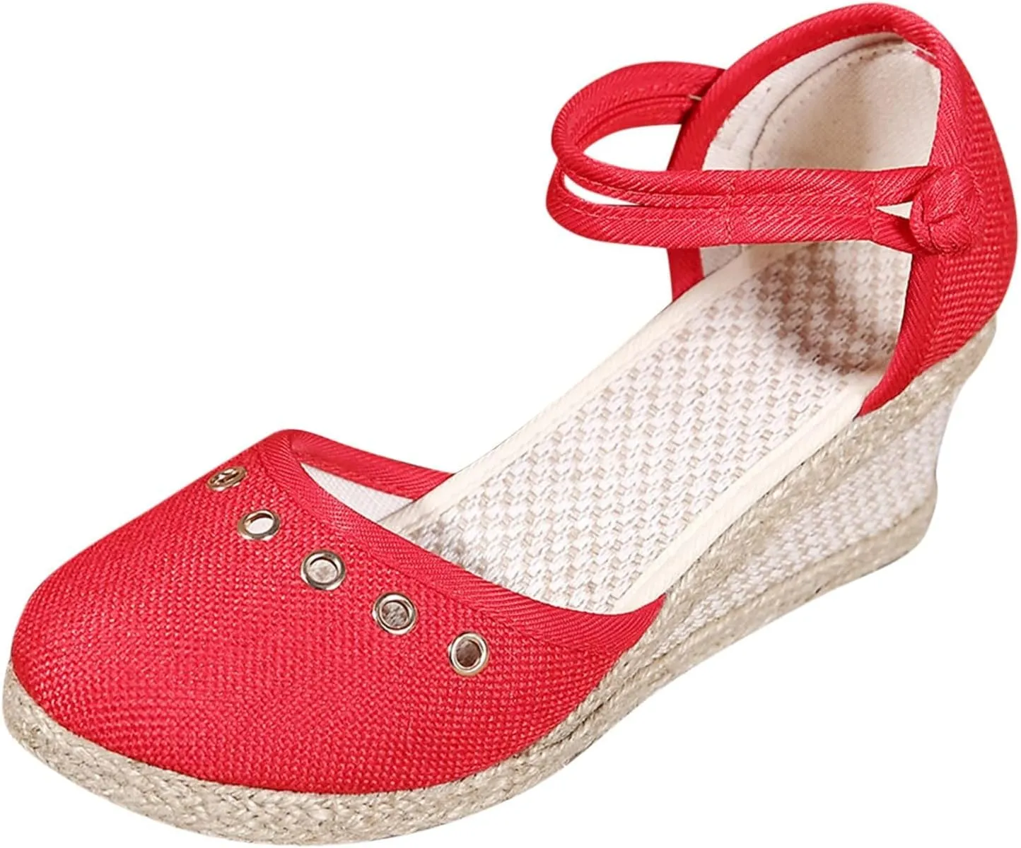 Espadrille Sandals for Women Closed Toe Mid Heels Sandals Dressy Casual Wedges Ankle Strappy Platform Sandal Comfort Wear Walking Shoes for Office Work Lightweight Trendy Footwear Womens Non Slip Shoe