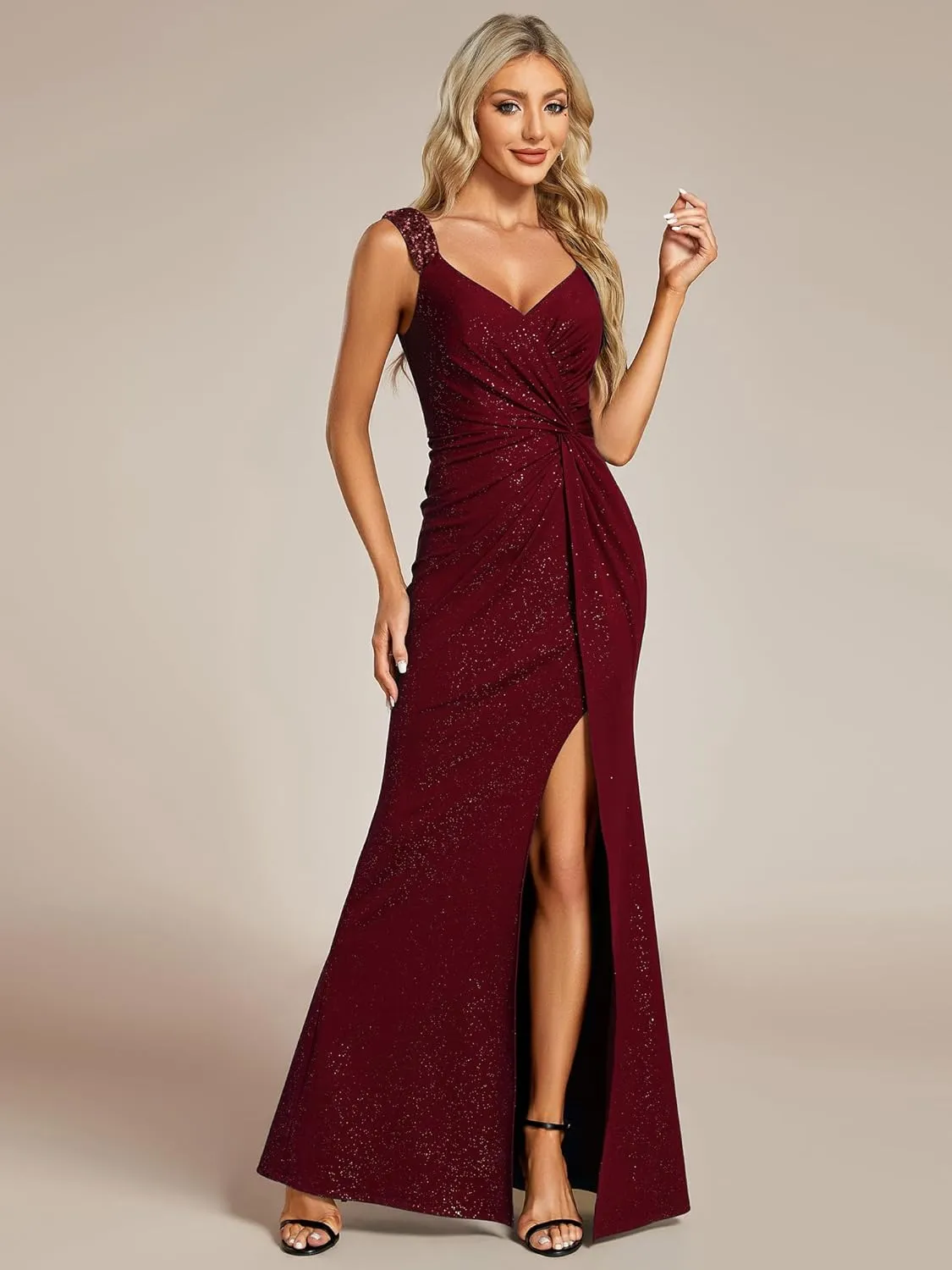 Ever-Pretty Women's V Neck Bodycon Sleeveless Split Maxi Evening Dresses 01888
