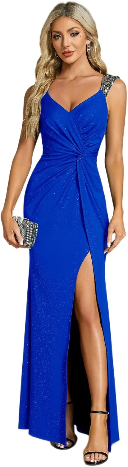 Ever-Pretty Women's V Neck Bodycon Sleeveless Split Maxi Evening Dresses 01888