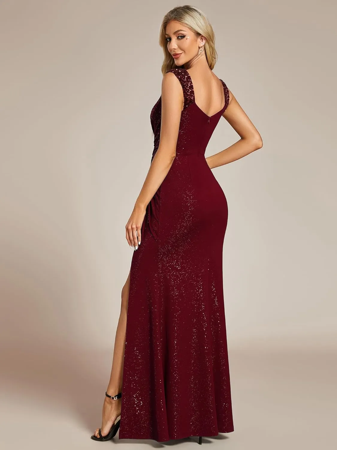 Ever-Pretty Women's V Neck Bodycon Sleeveless Split Maxi Evening Dresses 01888