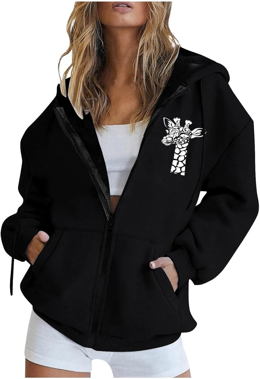 Fall Jacket For Women Trendy Oversized Sweatshirts Teen Girls Trendy y2k Clothes Printed Full Zip Up Hoodies
