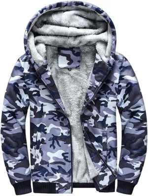 Flygo Men's Casual Winter Warm Thick Fleece Sherpa Lined Full Zip Hoodies Sweatshirt Jacket Outwear