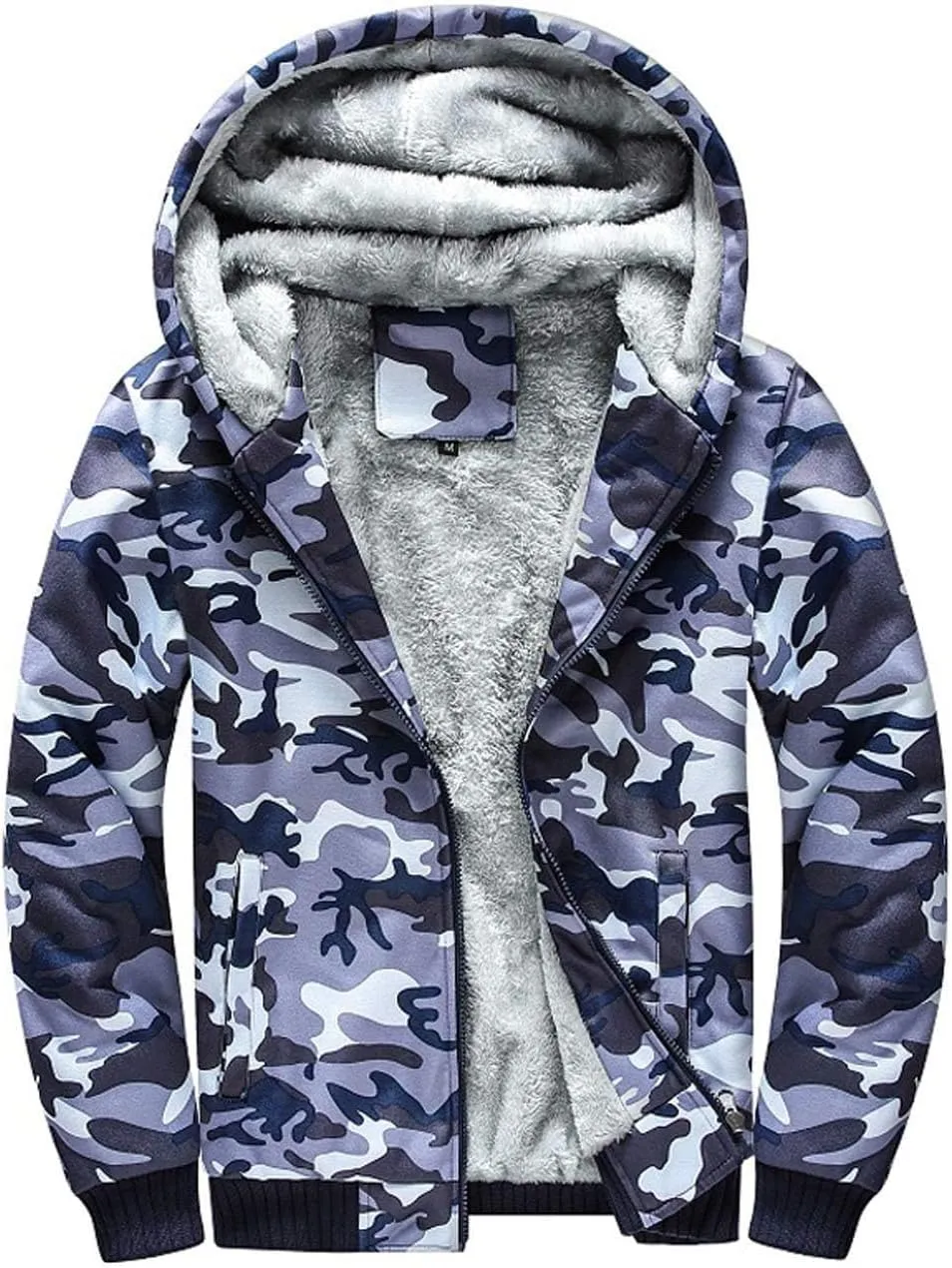 Flygo Men's Casual Winter Warm Thick Fleece Sherpa Lined Full Zip Hoodies Sweatshirt Jacket Outwear