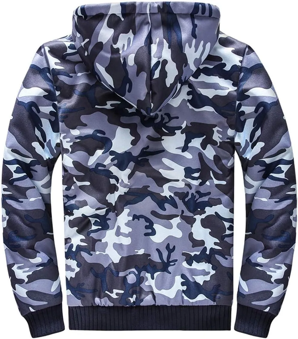 Flygo Men's Casual Winter Warm Thick Fleece Sherpa Lined Full Zip Hoodies Sweatshirt Jacket Outwear