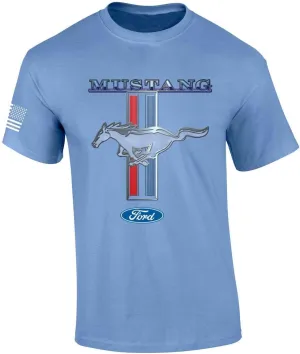 Ford Mustang T-Shirt Pony & Stripes Logo Classic Retro Design Racing Performance Car Enthusiast Garage Tee Authentic