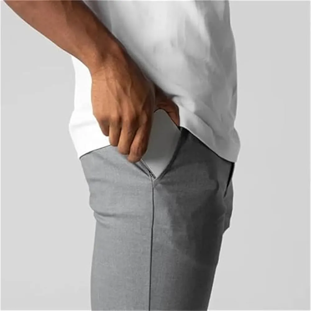 Foueo Active Chinos, Men's Casual Pants Stretch Slim Fit Tapered Trousers, Mens Slim Fit Joggers Mens Skinny Pants