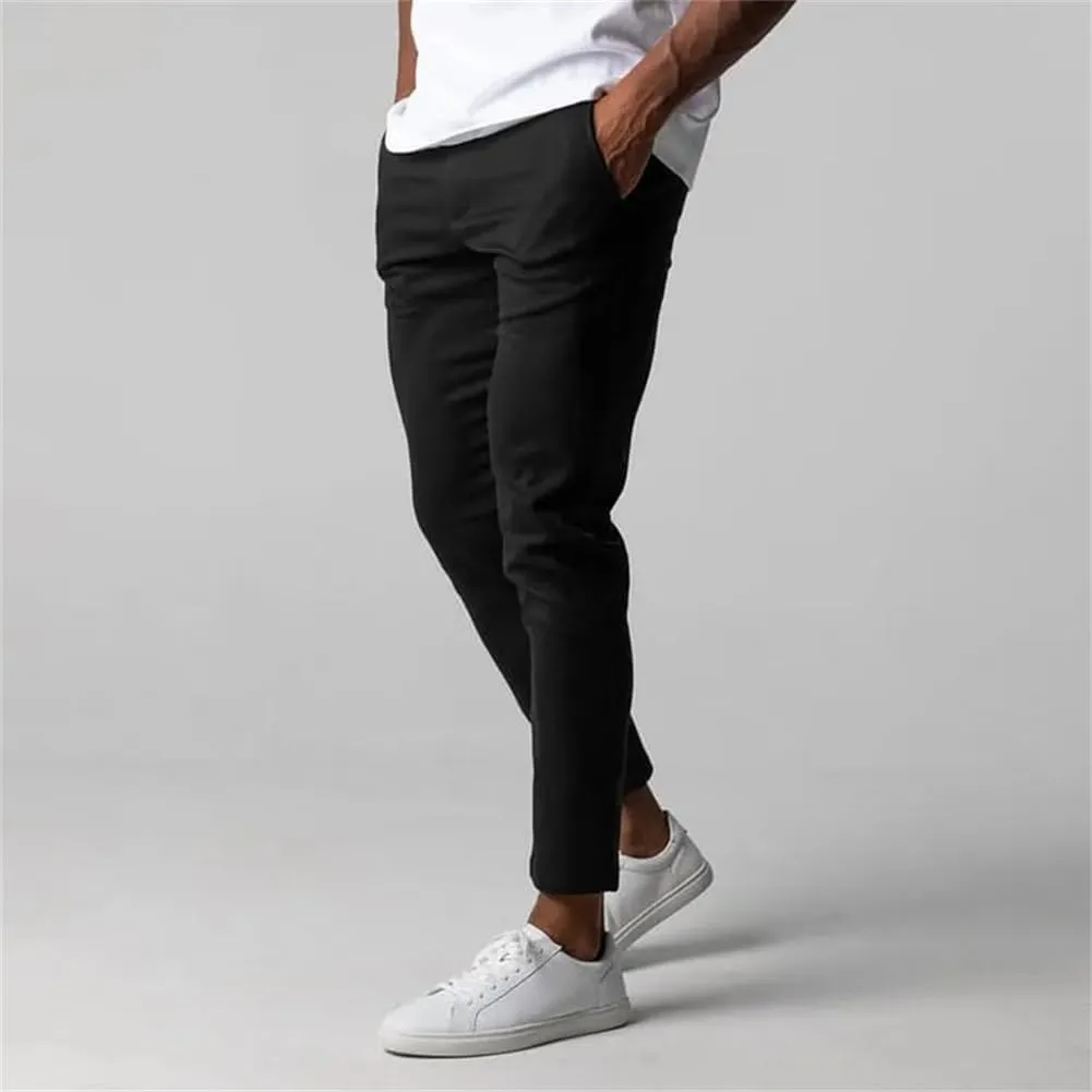 Foueo Active Chinos, Men's Casual Pants Stretch Slim Fit Tapered Trousers, Mens Slim Fit Joggers Mens Skinny Pants