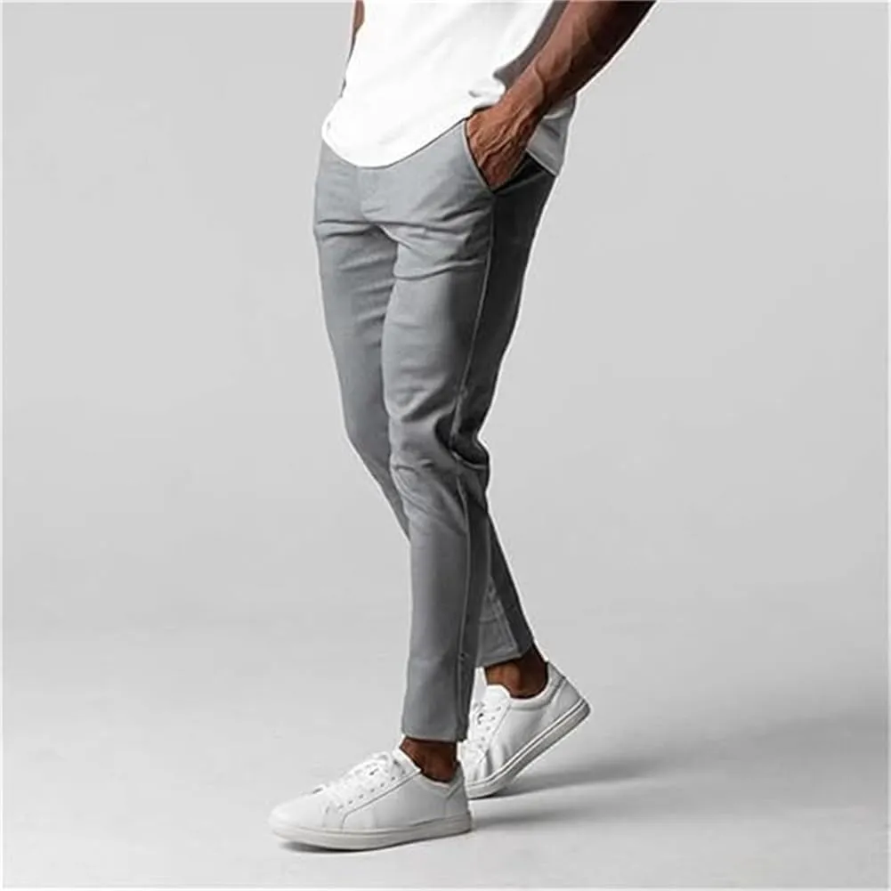 Foueo Active Chinos, Men's Casual Pants Stretch Slim Fit Tapered Trousers, Mens Slim Fit Joggers Mens Skinny Pants
