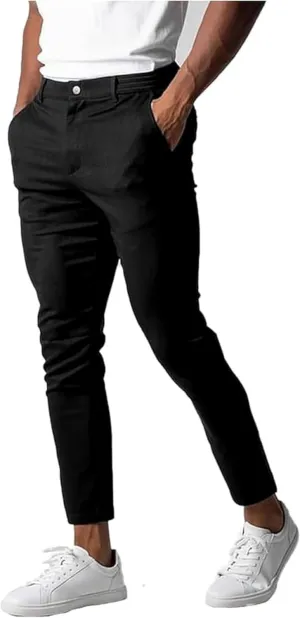 Foueo Active Chinos, Men's Casual Pants Stretch Slim Fit Tapered Trousers, Mens Slim Fit Joggers Mens Skinny Pants