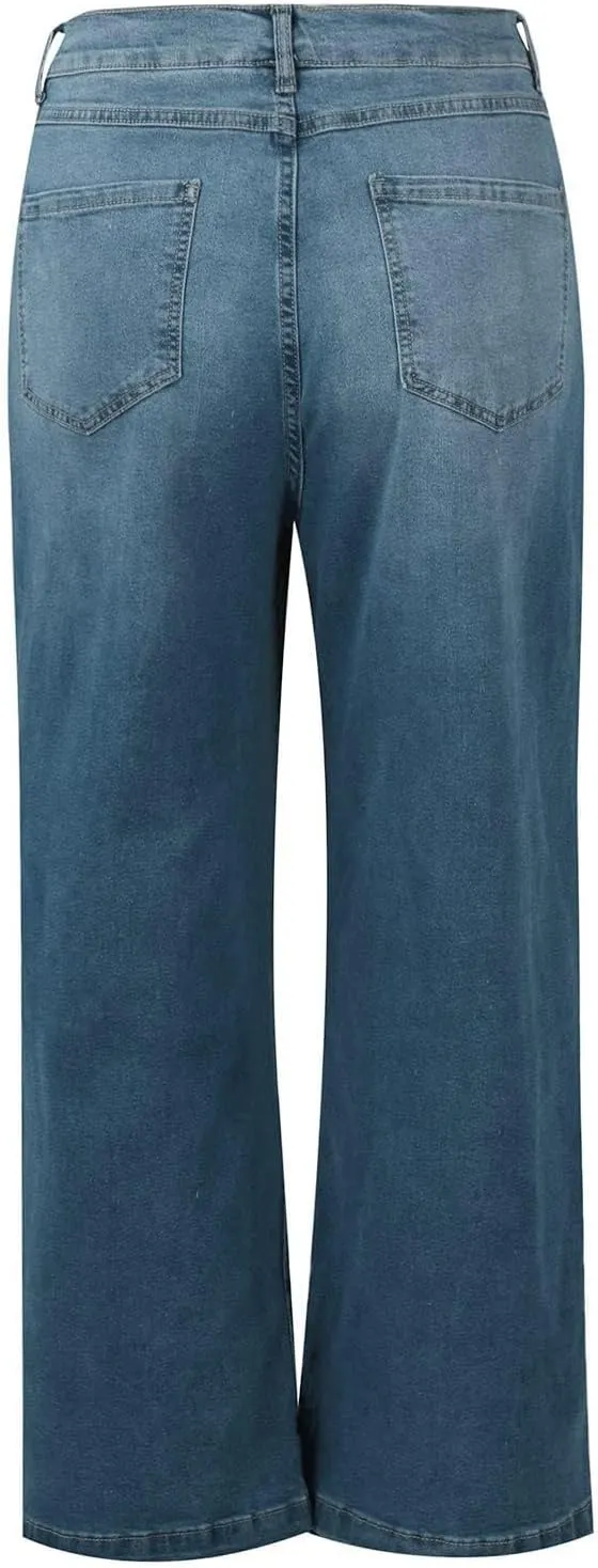 FZVYD Wide Leg Jeans for Women High Waisted Baggy Jeans Stretch Loose Denim Pants 2025 Trendy Elastic Waistband Trousers