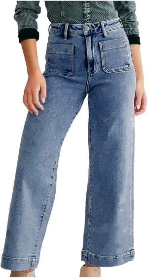 FZVYD Wide Leg Jeans for Women High Waisted Baggy Jeans Stretch Loose Denim Pants 2025 Trendy Elastic Waistband Trousers