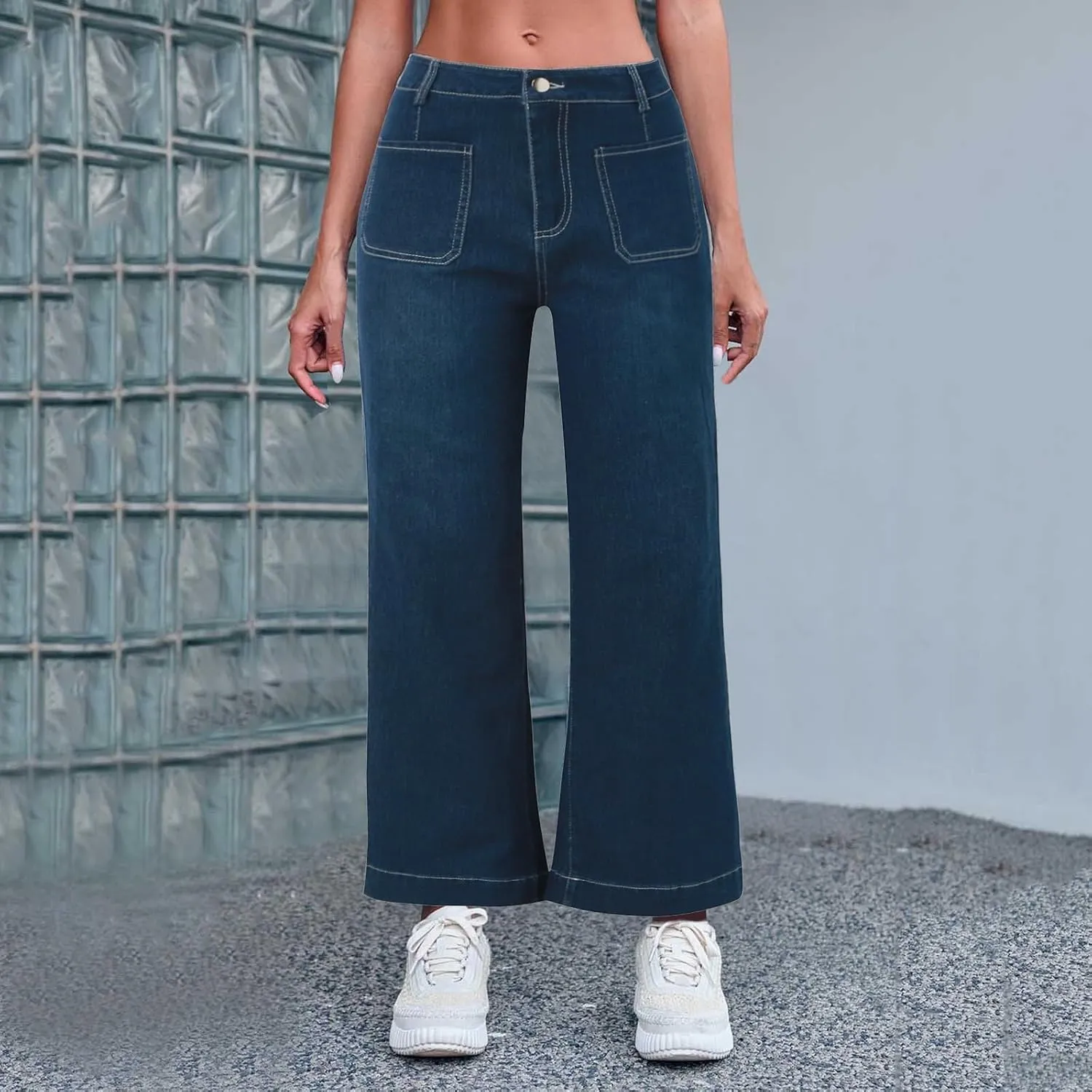 FZVYD Wide Leg Jeans for Women High Waisted Baggy Jeans Stretch Loose Denim Pants 2025 Trendy Elastic Waistband Trousers