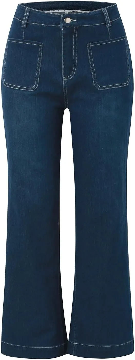 FZVYD Wide Leg Jeans for Women High Waisted Baggy Jeans Stretch Loose Denim Pants 2025 Trendy Elastic Waistband Trousers