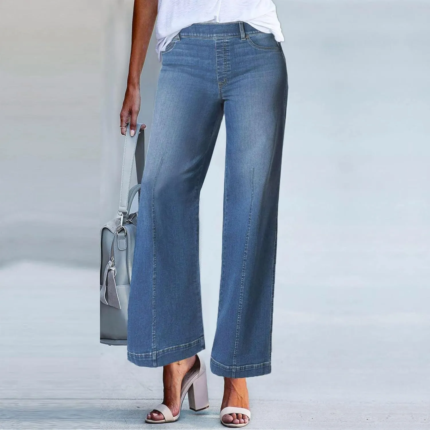 FZVYD Wide Leg Jeans for Women High Waisted Baggy Jeans Stretch Loose Denim Pants 2025 Trendy Elastic Waistband Trousers
