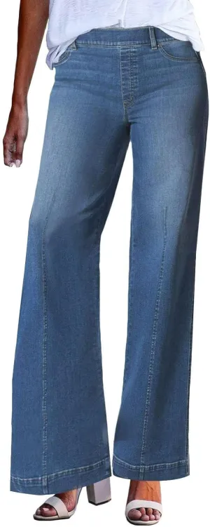 FZVYD Wide Leg Jeans for Women High Waisted Baggy Jeans Stretch Loose Denim Pants 2025 Trendy Elastic Waistband Trousers