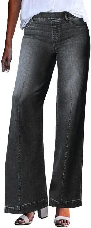 FZVYD Wide Leg Jeans for Women High Waisted Baggy Jeans Stretch Loose Denim Pants 2025 Trendy Elastic Waistband Trousers