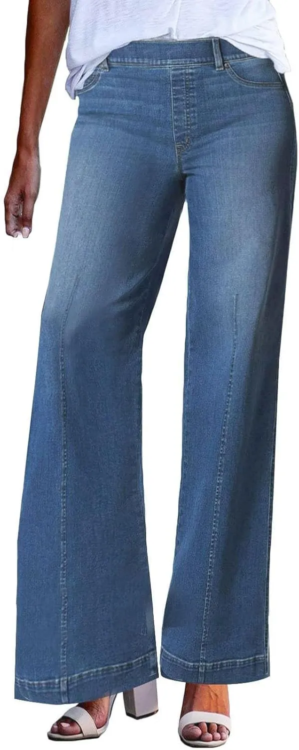 FZVYD Wide Leg Jeans for Women High Waisted Baggy Jeans Stretch Loose Denim Pants 2025 Trendy Elastic Waistband Trousers