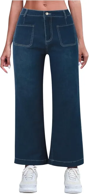 FZVYD Wide Leg Jeans for Women High Waisted Baggy Jeans Stretch Loose Denim Pants 2025 Trendy Elastic Waistband Trousers