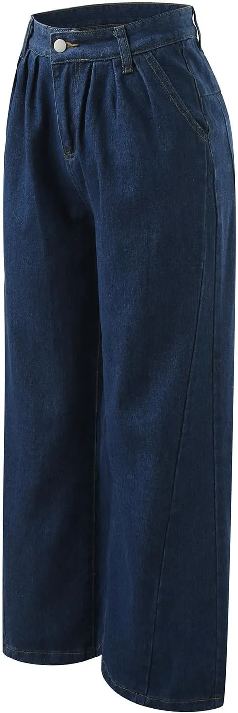FZVYD Women's Barrel Jeans Casual High Waisted Stretchy Wide Leg Pants Baggy Denim Pants Teens Girls 2025 Trendy Streetwear