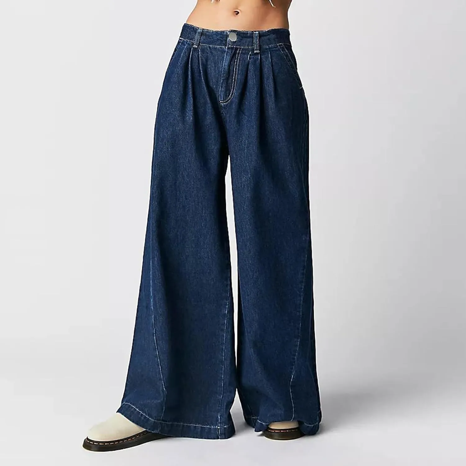 FZVYD Women's Barrel Jeans Casual High Waisted Stretchy Wide Leg Pants Baggy Denim Pants Teens Girls 2025 Trendy Streetwear