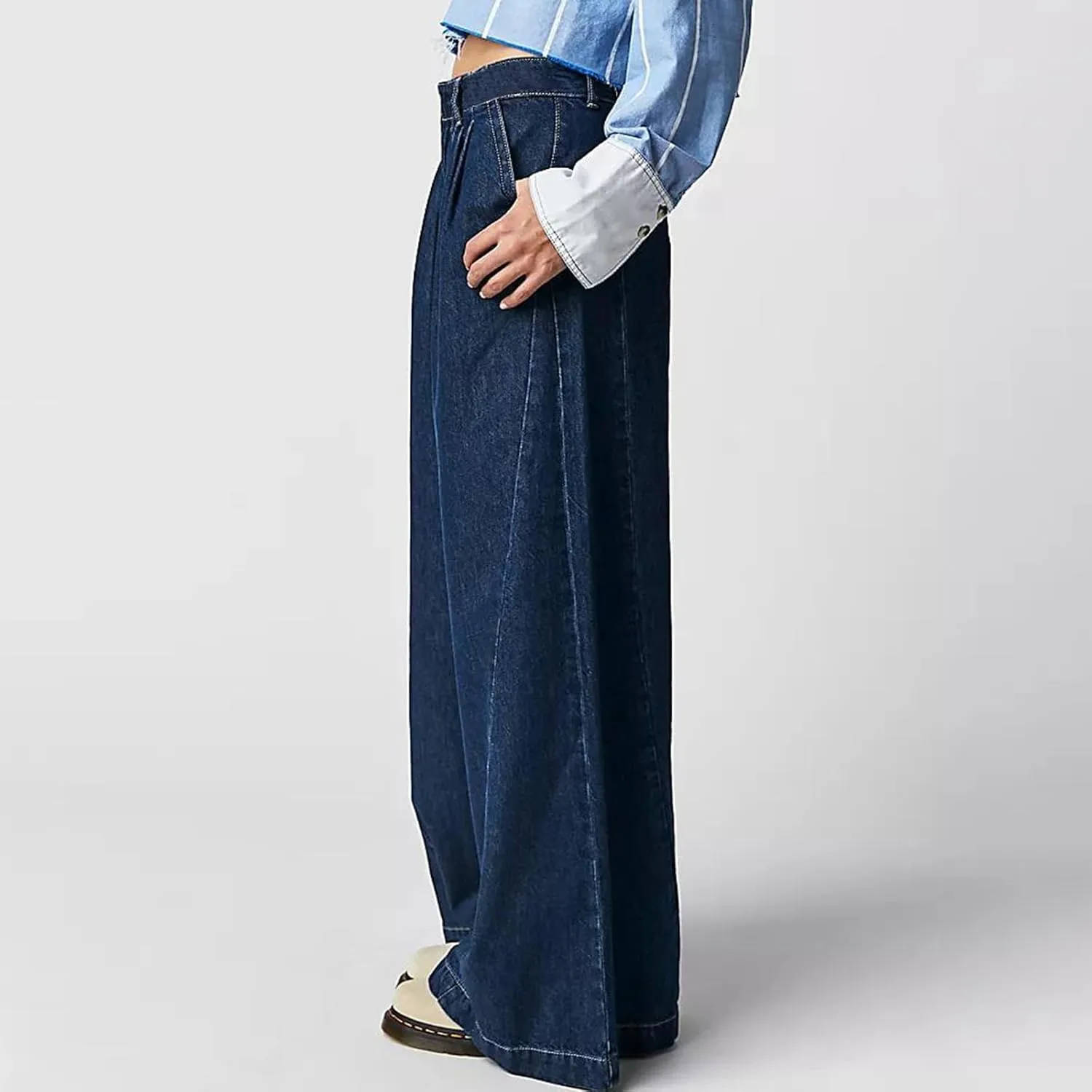 FZVYD Women's Barrel Jeans Casual High Waisted Stretchy Wide Leg Pants Baggy Denim Pants Teens Girls 2025 Trendy Streetwear