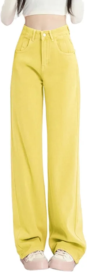 FZVYD Women's High Waisted Jeans Boyfriend Baggy Straight Leg Casual Denim Pants Streetwear Plus Size Trousers with Pockets