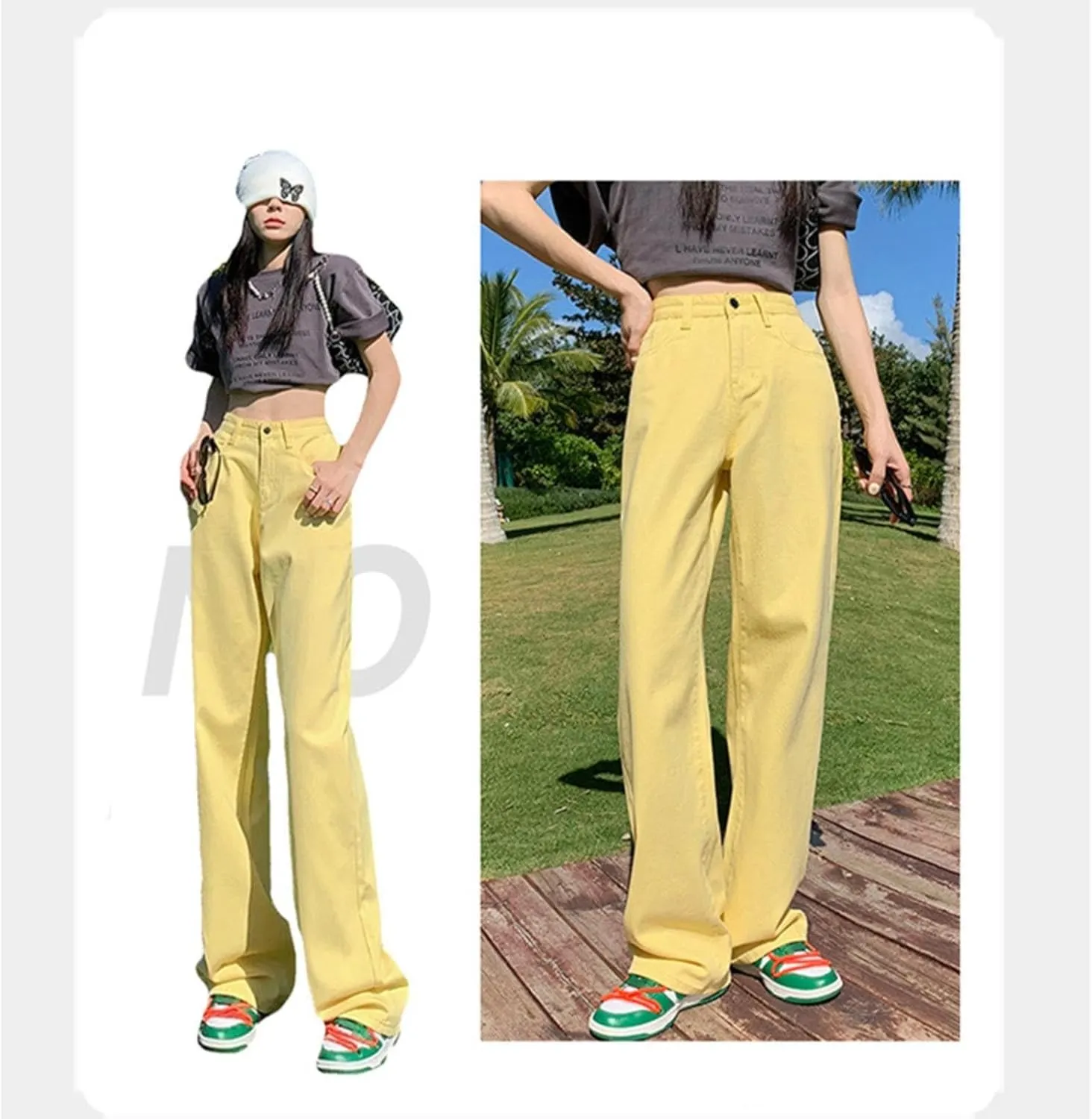 FZVYD Women's High Waisted Jeans Boyfriend Baggy Straight Leg Casual Denim Pants Streetwear Plus Size Trousers with Pockets