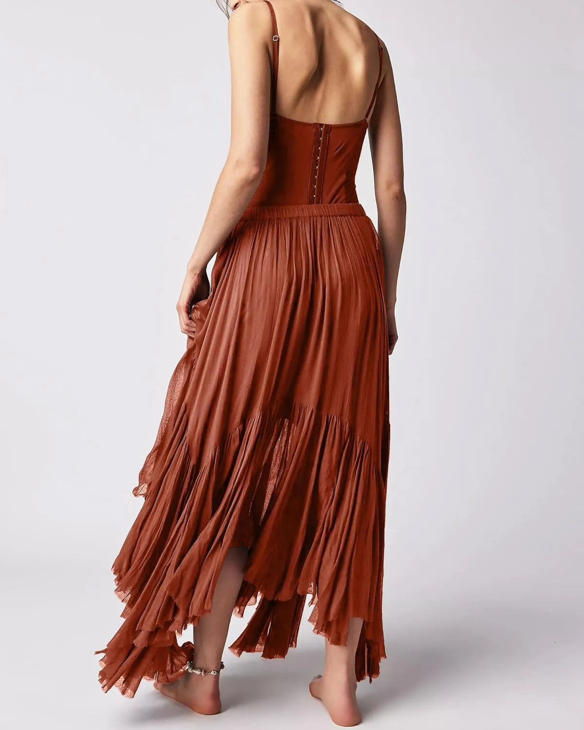 Gacaky Skirts for Women Summer Casual Bohemian A-Line Midi Clover Skirt Elastic Waist Flowy Swing Long Beach Maxi Skirt