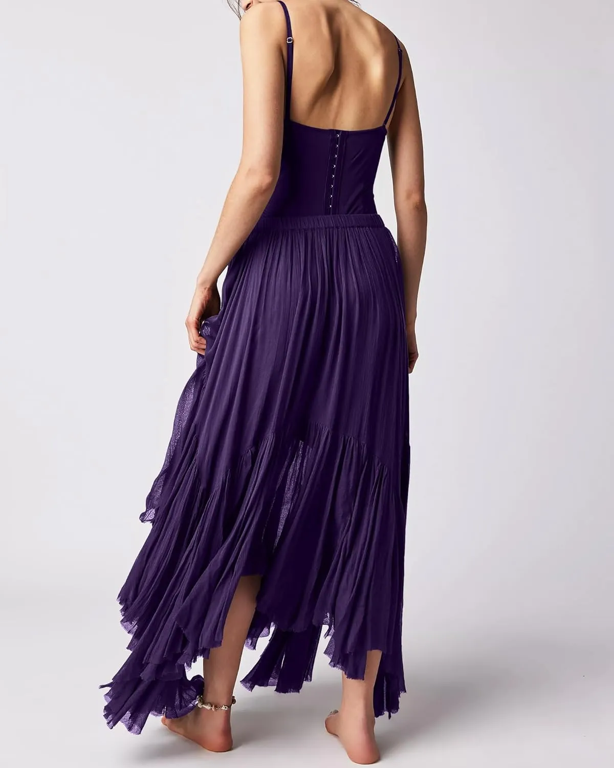 Gacaky Skirts for Women Summer Casual Bohemian A-Line Midi Clover Skirt Elastic Waist Flowy Swing Long Beach Maxi Skirt
