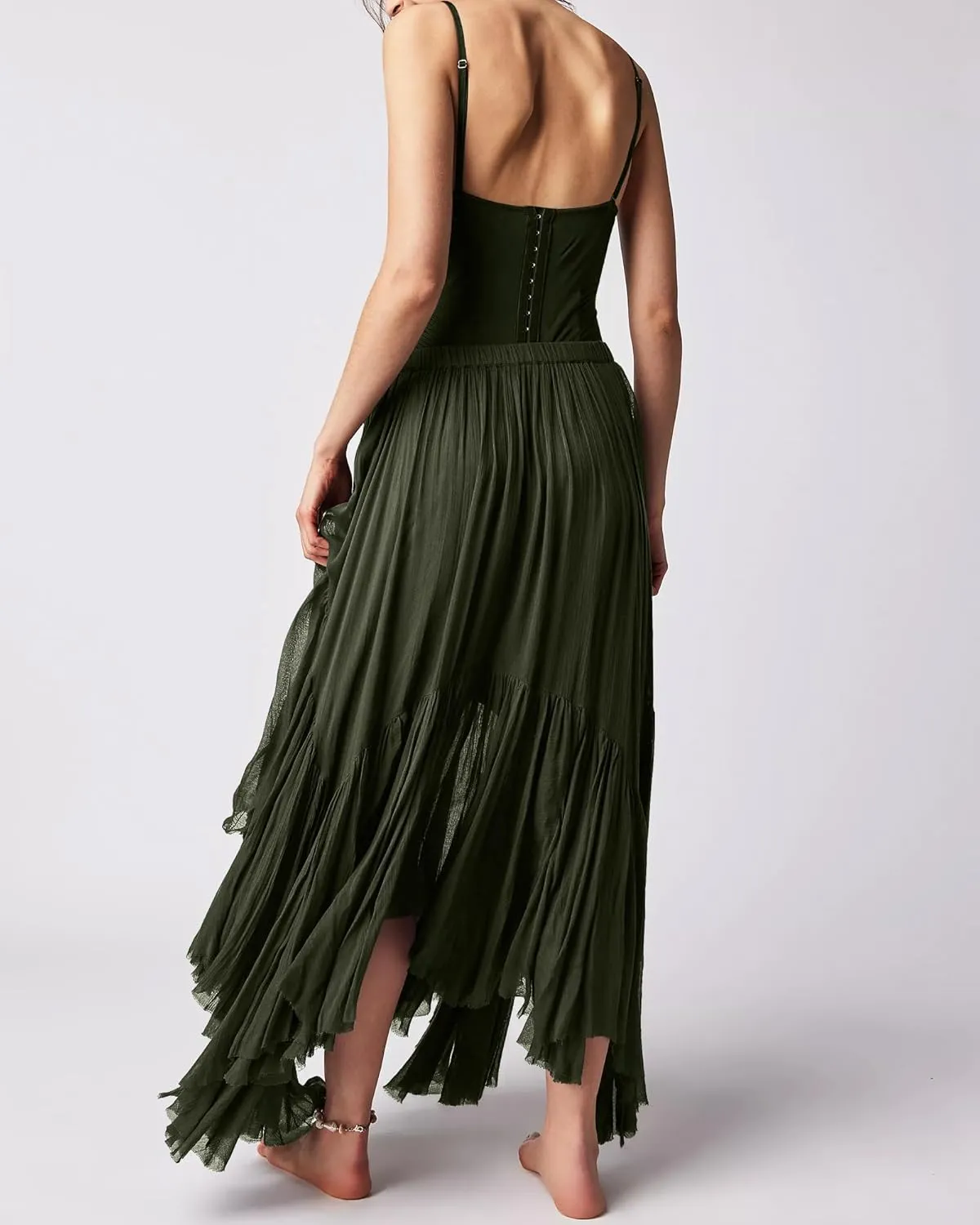 Gacaky Skirts for Women Summer Casual Bohemian A-Line Midi Clover Skirt Elastic Waist Flowy Swing Long Beach Maxi Skirt