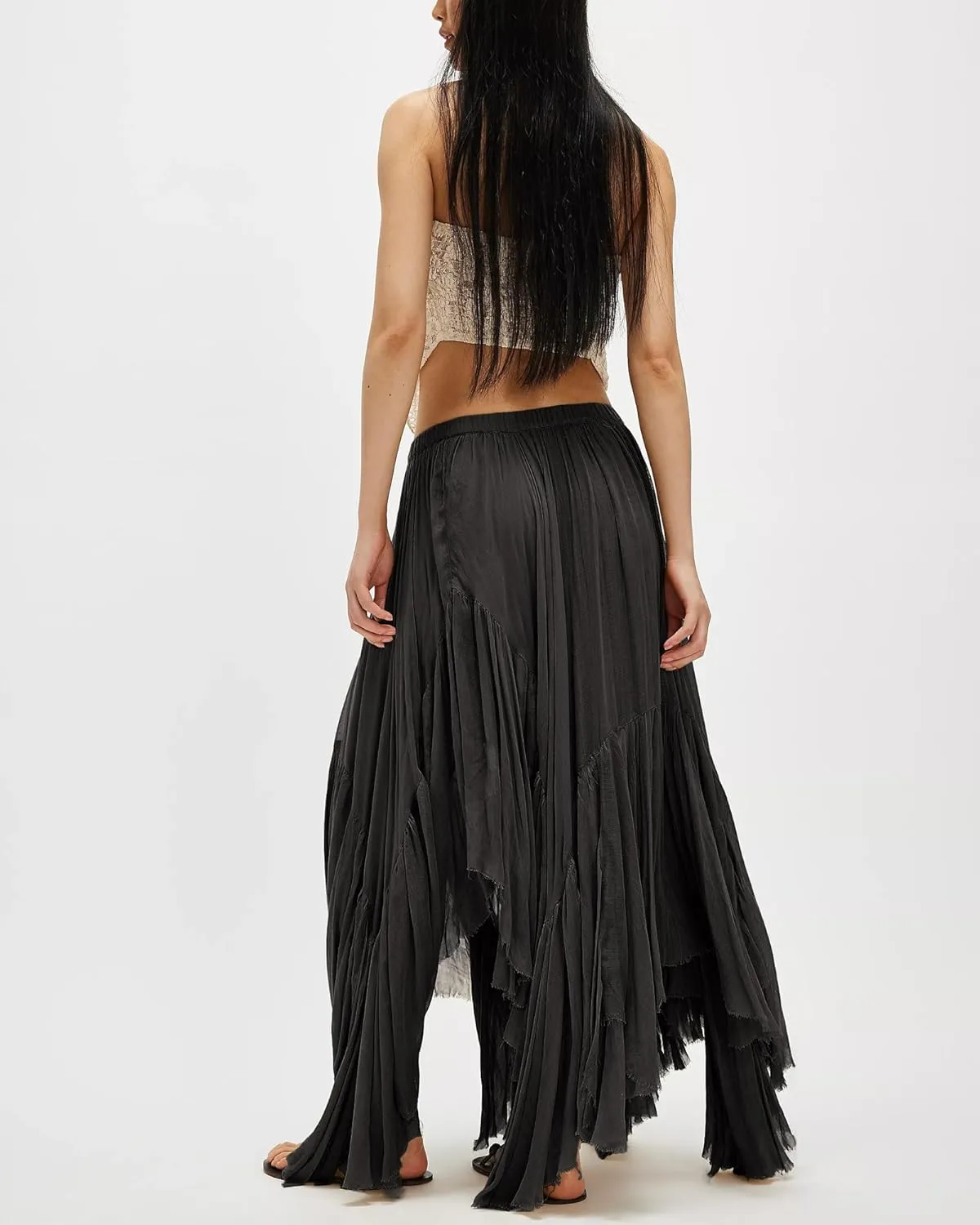 Gacaky Skirts for Women Summer Casual Bohemian A-Line Midi Clover Skirt Elastic Waist Flowy Swing Long Beach Maxi Skirt