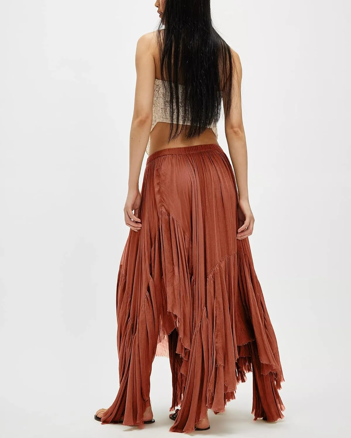 Gacaky Skirts for Women Summer Casual Bohemian A-Line Midi Clover Skirt Elastic Waist Flowy Swing Long Beach Maxi Skirt