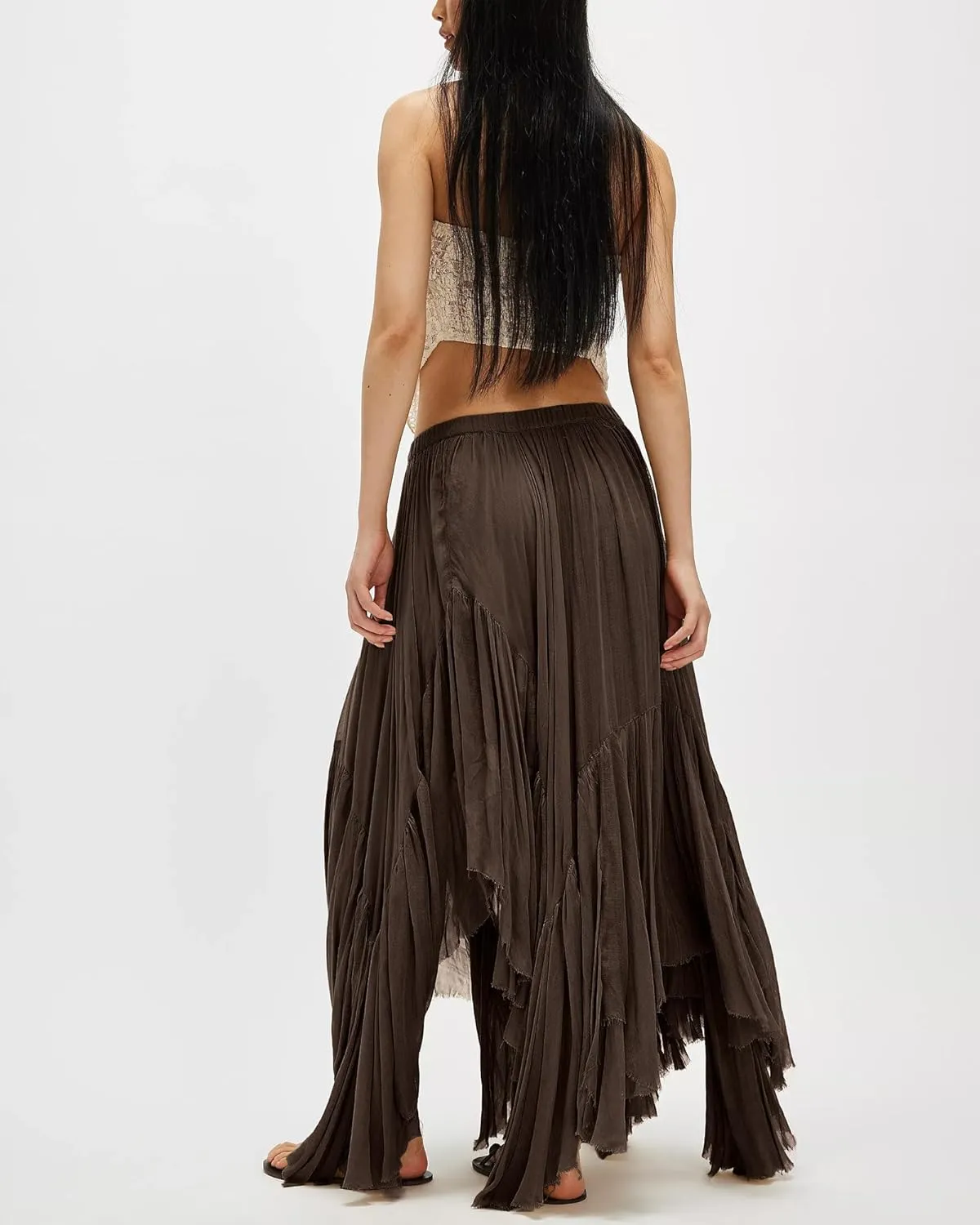 Gacaky Skirts for Women Summer Casual Bohemian A-Line Midi Clover Skirt Elastic Waist Flowy Swing Long Beach Maxi Skirt