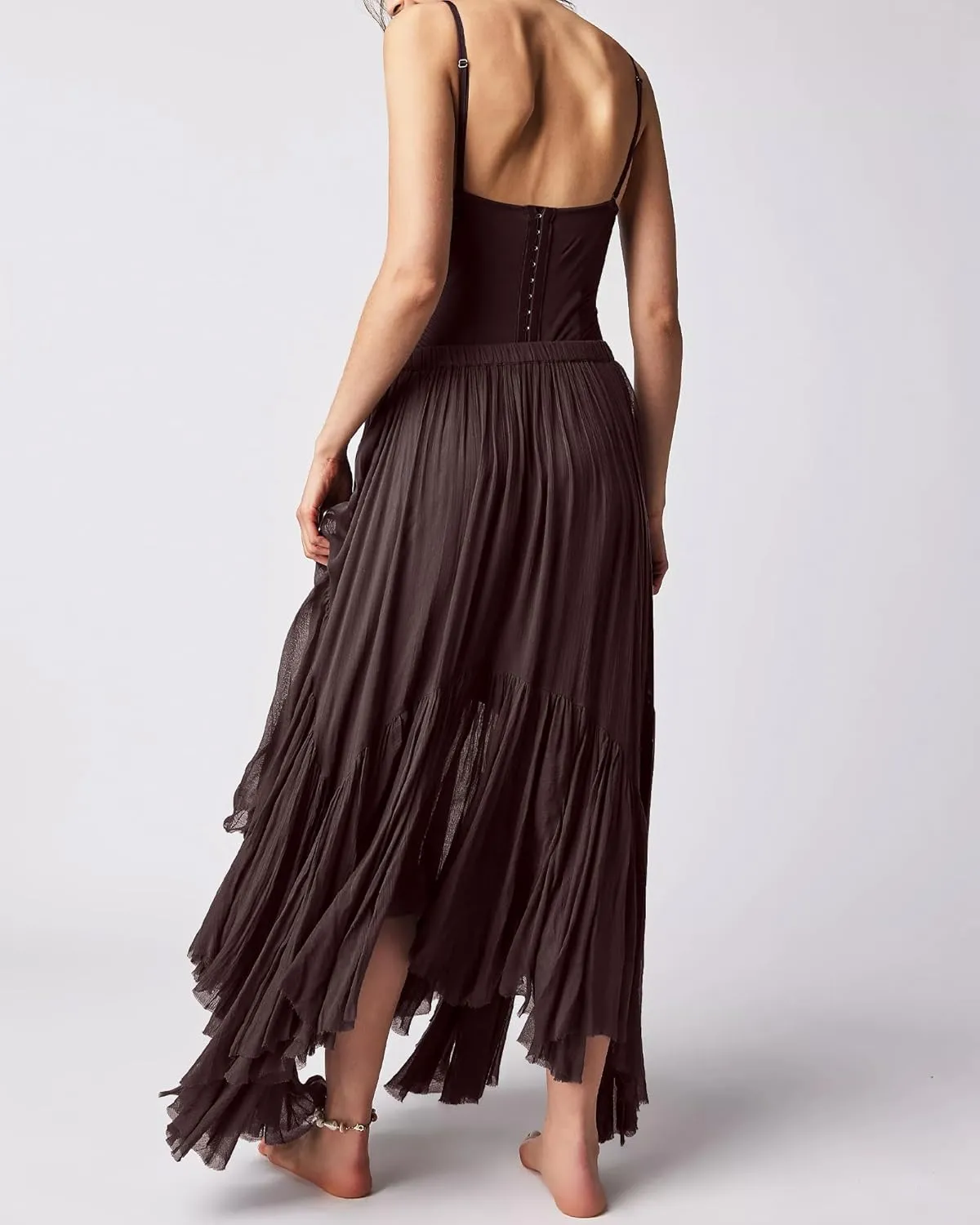 Gacaky Skirts for Women Summer Casual Bohemian A-Line Midi Clover Skirt Elastic Waist Flowy Swing Long Beach Maxi Skirt