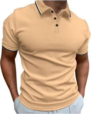 generic Polos T Shirts for Men Performance Short Sleeve Classic Golf Tshirt Collared Moisture Wicking Tee Stylish Patchwork